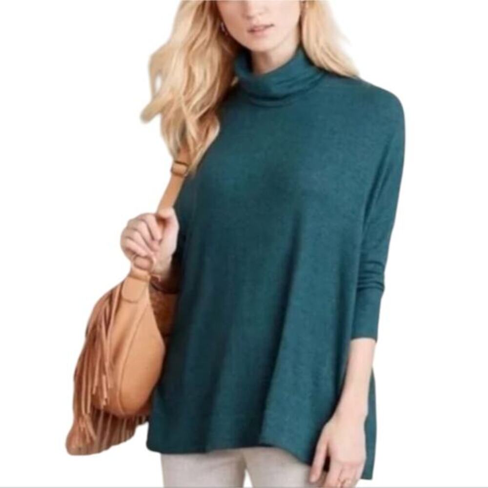 Lane Bryant Variegated green and black long sleeve mock turtleneck tunic Plus 1X
